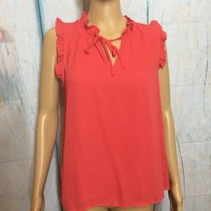 Bird Sleeveless Ruffle Neck Blouse Size S
